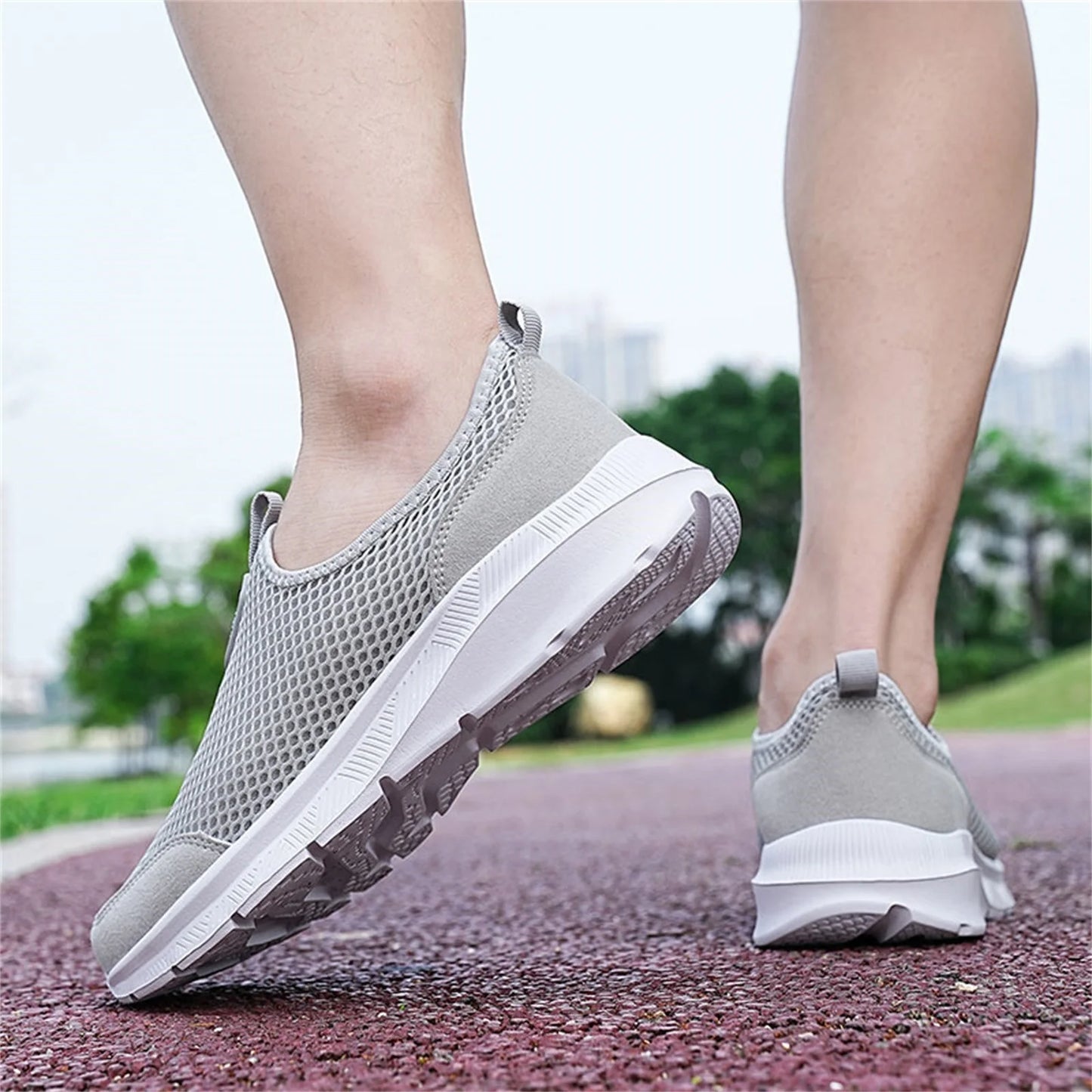 Shoes Men Sport Mesh Breathable Mens Shoes Beige 42