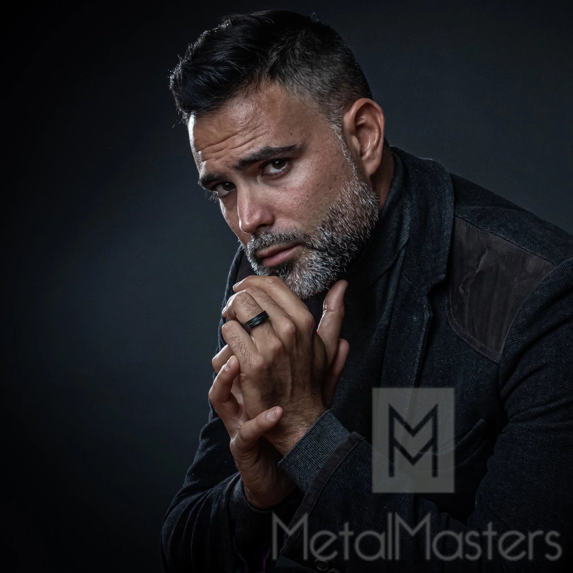 Mens Genuine Tungsten Black Wedding Band Eternity Ring Cubic Zirconia Comfort-Fit