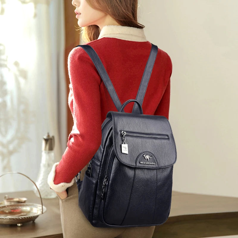 9 Colors Women'S Leather Backpack Fashion Women Travel Backpack High Quality Sheepskin Female Knapsack School Bag Sac a Dos New
