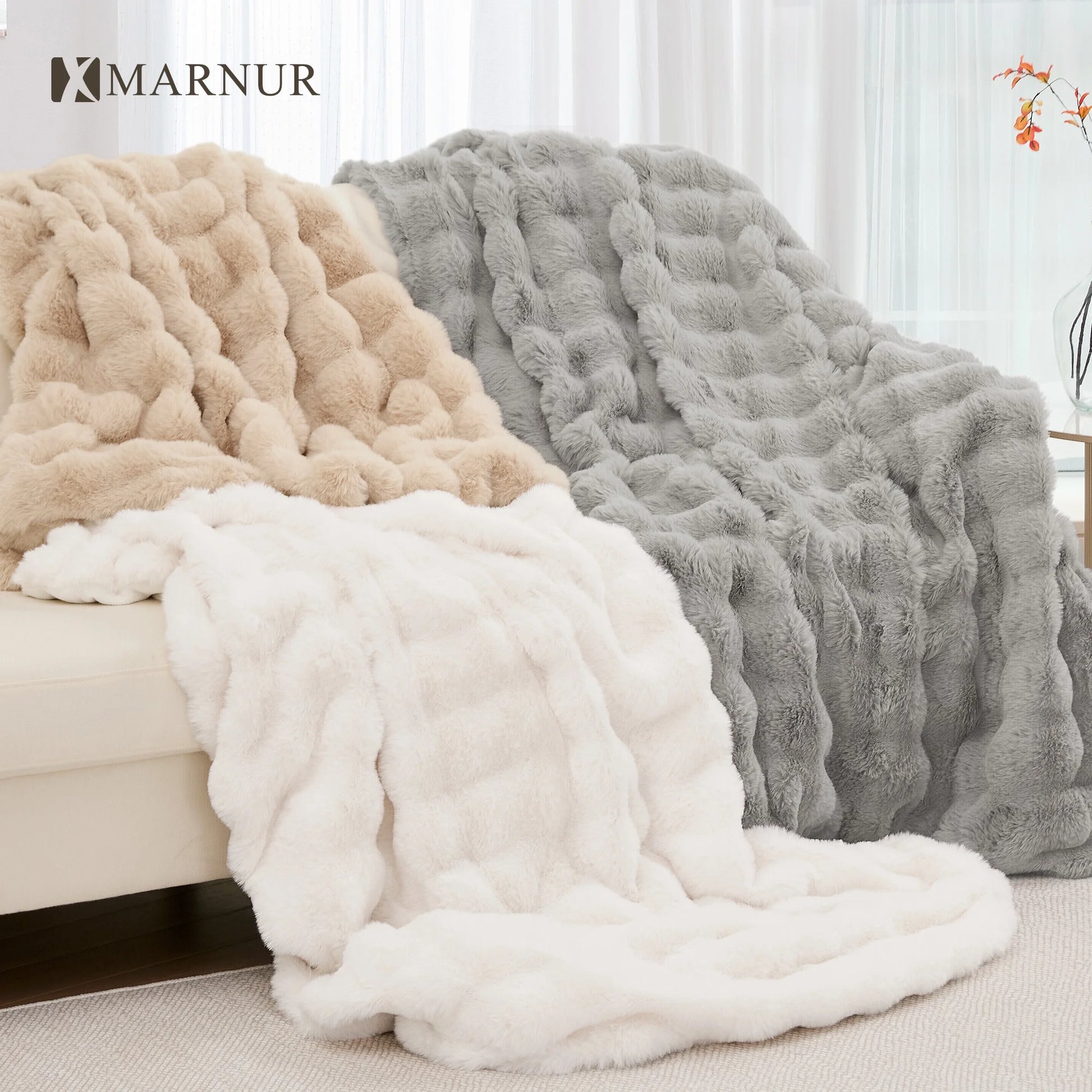Electric Throw Blanket 50"X60", Faux Fur Heated Throw, 6 Heating Levels, 4 Hours Timer, Gray