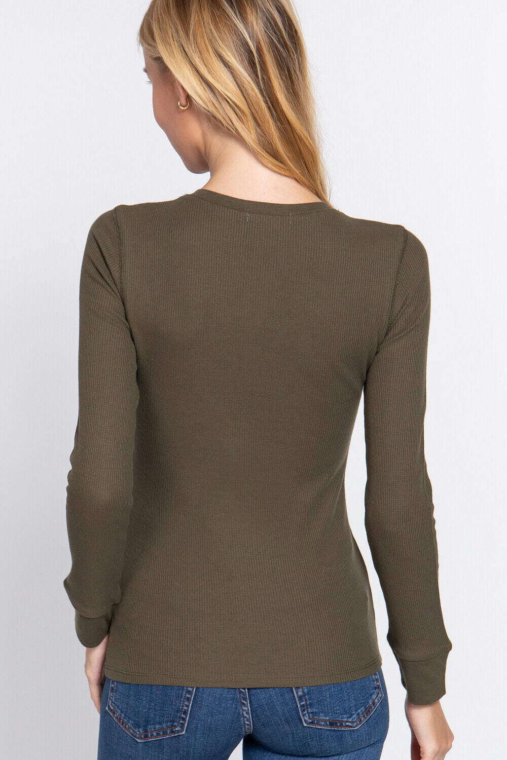 Active Basic Henley Warm Soft Thermal Top Button T-Shirt Waffle Knit Layering