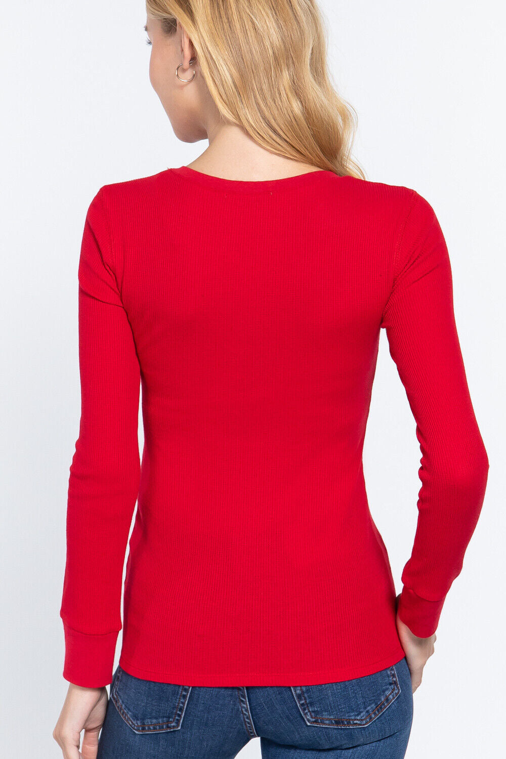 Active Basic Henley Warm Soft Thermal Top Button T-Shirt Waffle Knit Layering