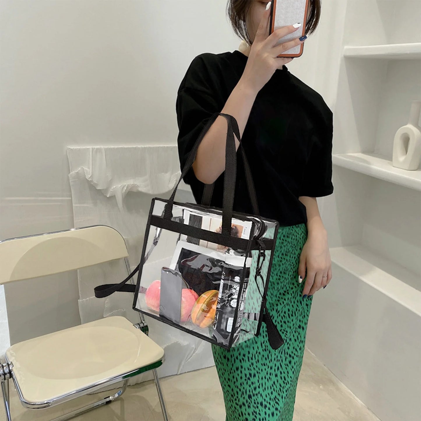 Unisex Plastic Solid Print Crossbody Messenger Handbag, Black