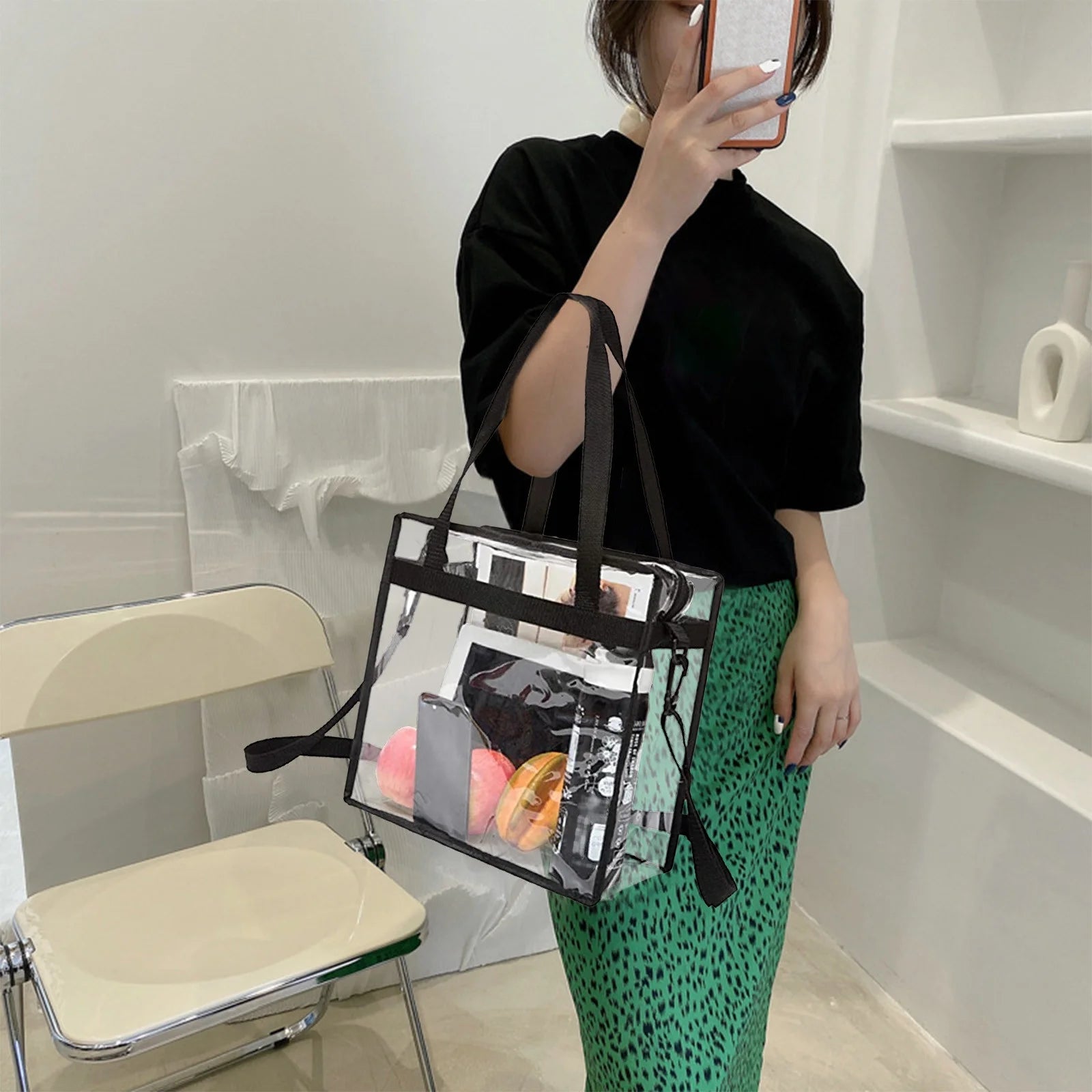 Unisex Plastic Solid Print Crossbody Messenger Handbag, Black