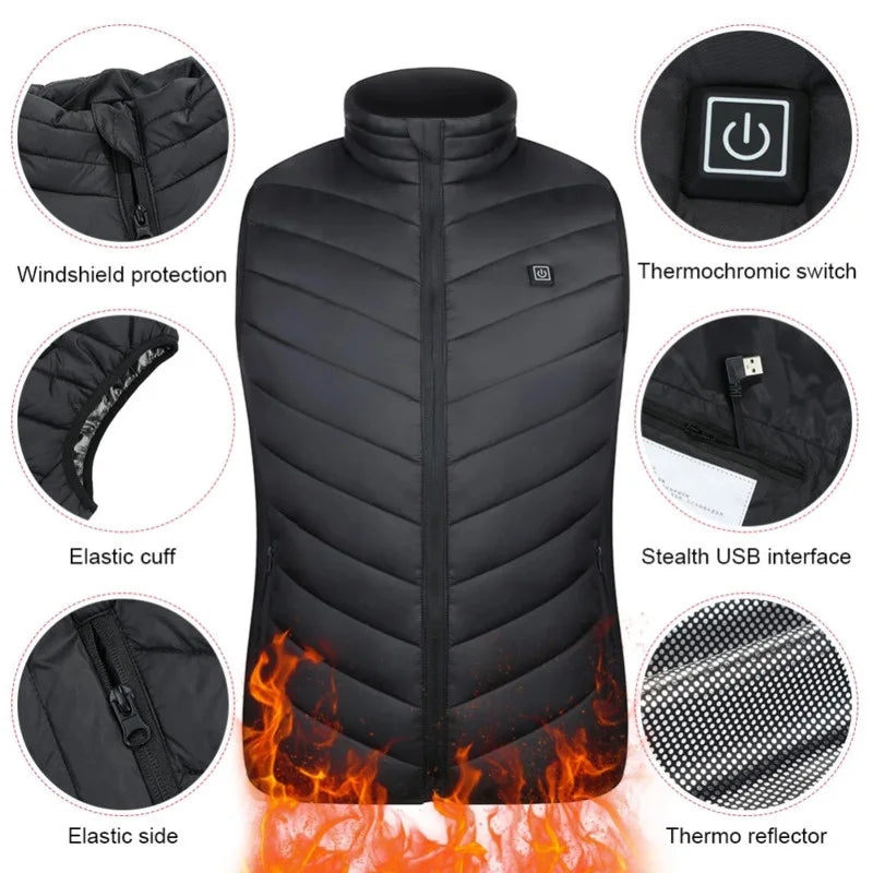 17/13/9 Heated Vest Zones Electric Heated Jacket Men Women Usb Electric Heating Vest Bodywarmer Heated Coat USB Heating Jacket