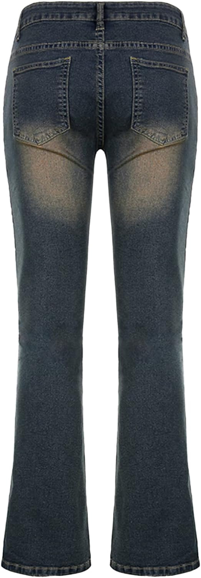 Women High Waisted Pants Y2K Graphic Wide Leg Denim Jeans Straight Casual Loose Baggy Trousers Vintage E-Girl Streetwear