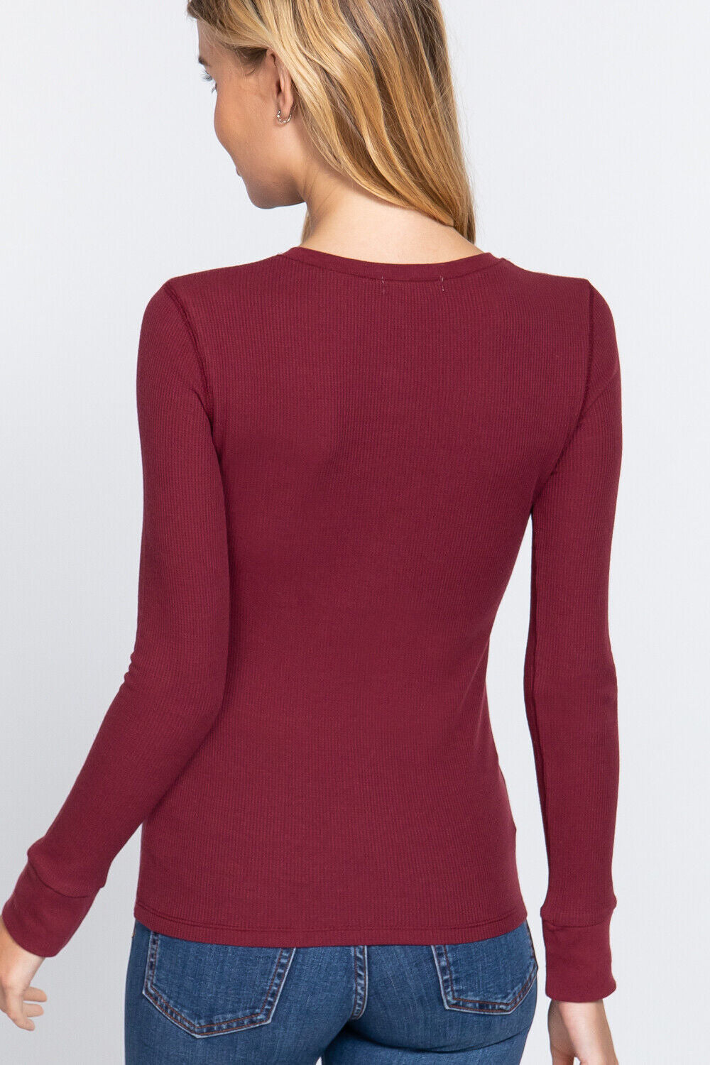 Active Basic Henley Warm Soft Thermal Top Button T-Shirt Waffle Knit Layering