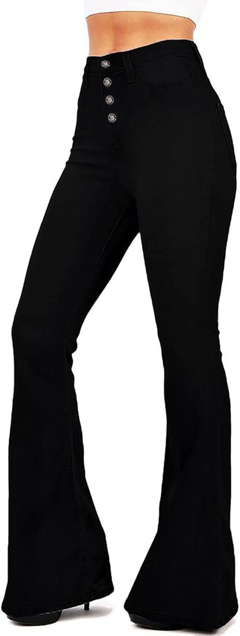 Women'S Black Bell Bottom Jeans for Women High Waisted Flare Jeans Womens Ripped Stretchy Bell Bottoms Pants