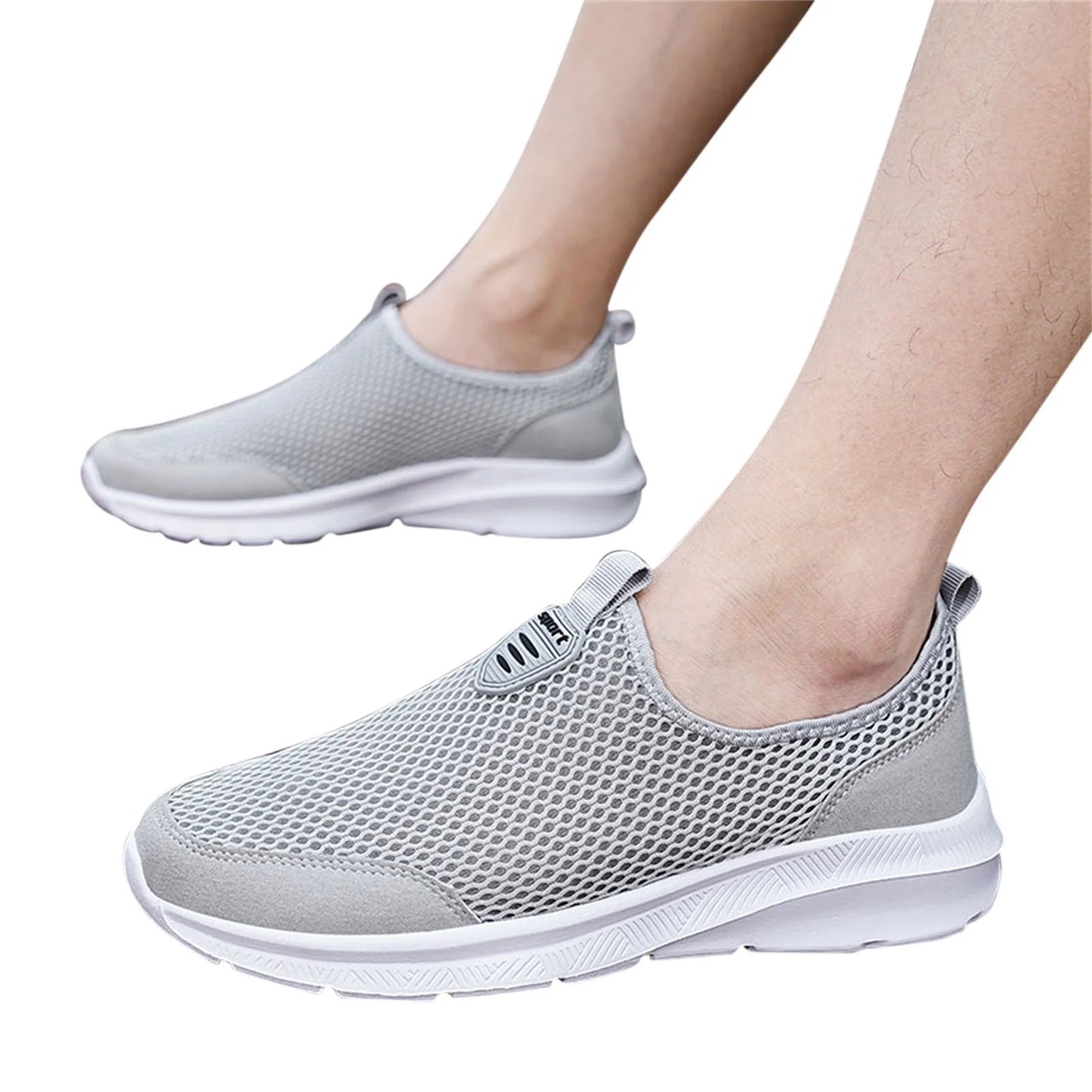 Shoes Men Sport Mesh Breathable Mens Shoes Beige 42